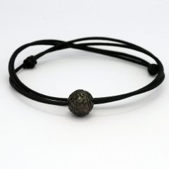 Waxed Cotton and 1 Tahitian Pearl Engraved 12.1 mm