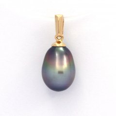 18K solid Gold Pendant and 1 Tahitian Pearl Semi-Baroque B 8.2 mm