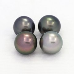 Lot of 4 Tahitian Pearls Round C from 8.5 to 8.8 mm