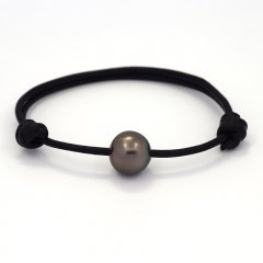 Leather Bracelet and 1 Tahitian Pearl Semi-Baroque B 11.7 mm