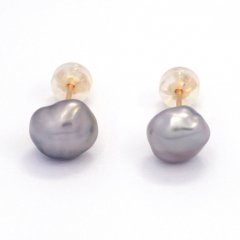 18K Gold Earrings and 2 Tahitian Keishis