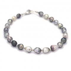 22 Tahitian Keishis Bracelet and Rhodiated Sterling Silver