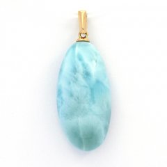 18K Solid Gold Pendant and 1 Larimar - 25.5 x 13 x 7.5 mm - 3.97 gr