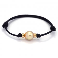Waxed Cotton Bracelet and 1 Australian Pearl Semi-Baroque B 10.3 mm