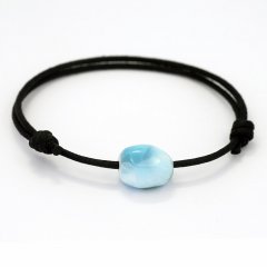 Cotton Bracelet and 1 Larimar - 13 x 10.5 x 9 mm - 2 gr