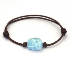 Cotton Bracelet and 1 Larimar - 14 x 14 x 8.6 mm - 2.8 gr