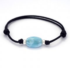 Cotton Bracelet and 1 Larimar - 15 x 11 x 6.8 mm - 2.1 gr