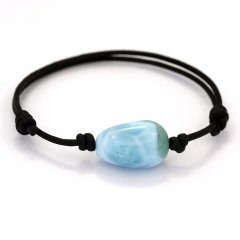 Cotton Bracelet and 1 Larimar - 19 x 12 x 11 mm - 4.1 gr