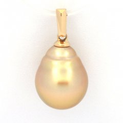 18K solid Gold Pendant and 1 Australian Pearl Ringed B 10.3 mm