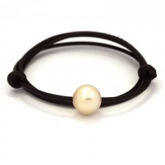 Leather Necklace and 1 Australian Pearl Semi-Baroque C 13.6 mm