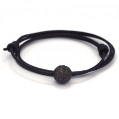 Leather Necklace and 1 Tahitian Pearl Engraved  12.8 mm