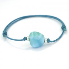 Cotton Bracelet and 1 Larimar - 13 x 14 x 7.6 mm - 2.38 gr