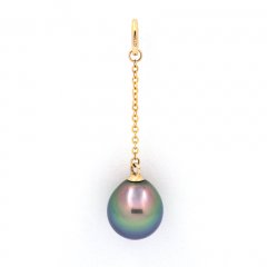 18K solid Gold Pendant and 1 Tahitian Pearl Semi-Baroque B+ 8.9 mm