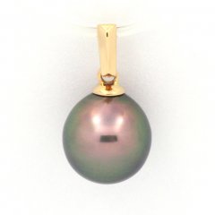 18K solid Gold Pendant and 1 Tahitian Pearl Semi-Baroque B 9.1 mm