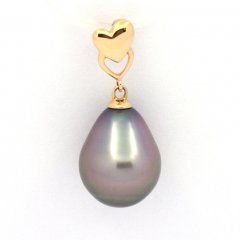 18K solid Gold Pendant and 1 Tahitian Pearl Semi-Baroque B 10.7 mm