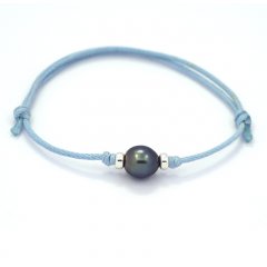 Waxed Cotton Bracelet and 1 Tahitian Pearl Semi-Baroque B 8.2 mm