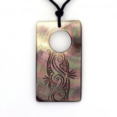 Mother-of-Pearl Pendant and Cotton Necklace