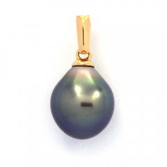 18K solid Gold Pendant and 1 Tahitian Pearl Semi-Baroque B 9 mm