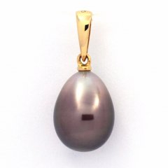 18K solid Gold Pendant and 1 Tahitian Pearl Semi-Baroque B 9.6 mm