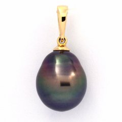 18K solid Gold Pendant and 1 Tahitian Pearl Semi-Baroque B 10.6 mm