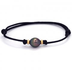 Waxed Cotton Bracelet and 1 Tahitian Pearl Semi-Baroque B 8.6 mm