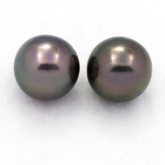 Lot of 2 Tahitian Pearls Round C 9.4 mm
