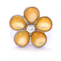 Mother-of-Pearl and Rhodiated Sterling Silver Ring
