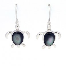 Rhodiated Sterling Silver Earrings and Tahitian Mother-of-Pearl