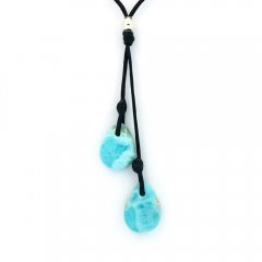 Cotton Necklace and 2 Larimars - 1.8 and 1.9 gr