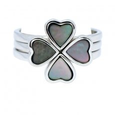 Rhodiated Sterling Silver Rings and Tahitian Mother-of-Pearl
