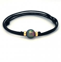 Cotton Necklace and 1 Tahitian Pearl Semi-Baroque B 11.5 mm