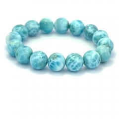 Bracelet of 16 Larimar Beads - 18 cm - 66.8 gr