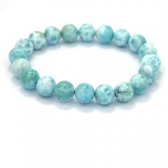 Bracelet of 21 Larimar Beads - 15 cm - 19.7 gr