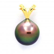 18K solid Gold Pendant and 1 Tahitian Pearl Semi-Baroque A/B 9.8 mm