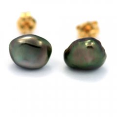 18K Gold Earrings and 2 Tahitian Keishis