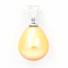 18K solid White Gold Pendant and 1 Australian Pearl Semi-Baroque A 11.2 mm