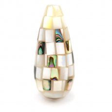 White Mother of pearl and Abalone mosaic drop shape - 35 x 16 mm