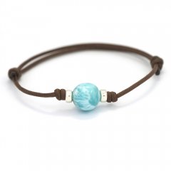 Cotton Bracelet and 1 Larimar - 10.7 mm - 2.7 gr