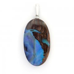 18K Solid White Gold Pendant and 1 Australian Boulder Opal - 20 carats