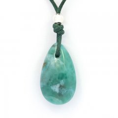 Cotton Necklace and 1 Larimar - 22 x 13 x 7.5 mm - 3.2 gr