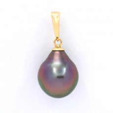 18K solid Gold Pendant and 1 Tahitian Pearl Semi-Baroque B 9.6 mm