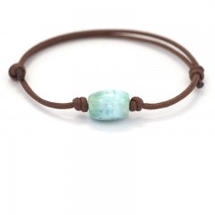 Cotton Bracelet and 1 Larimar - 12 x 9 mm - 2.3 gr