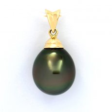 18K solid Gold Pendant and 1 Tahitian Pearl Semi-Baroque B 11.2 mm