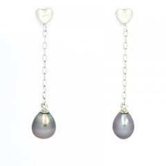 14K White Gold Earrings and 2 Tahitian Keishis