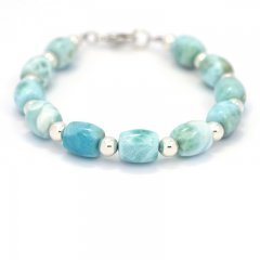 Bracelet of 11 Larimar Beads - 18 cm - 11.6 gr