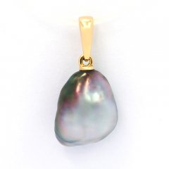 18K solid Gold Pendant and 1 Tahitian Keishi