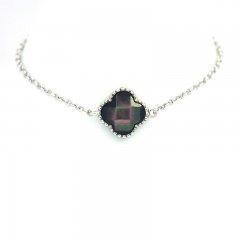 Rhodiated Sterling Silver Bracelet and Tahitian Mother-of-Pearl