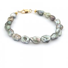 16 Tahitian Keishis Bracelet and 18K Gold