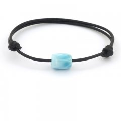 Leather Bracelet and 1 Larimar - 11.5 x 8.7 mm - 1.3 gr