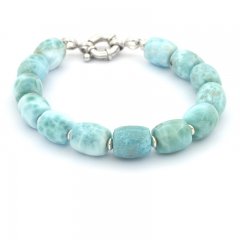 Bracelet of 14 Larimar Beads - 18.5 cm - 21 gr